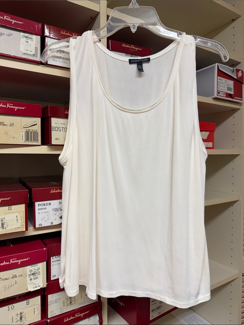 Eileen Fisher white Sleeveless 100% silk Tank Top